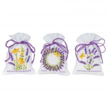 Kit Point De Croix Vervaco Chemin De Table Lavande Et Fleurs Des Champs - 40x100 Cm - Complet