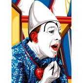 Canevas Pénélope  - SEG de Paris - Clown blanc avant le spectacle