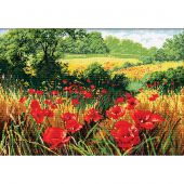 Kit broderie point de croix - Abris Art - Champs de coquelicots