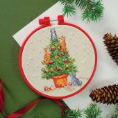 Kit broderie point de croix avec tambour - Abris Art - Chats coquins