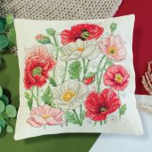 Kit de coussin à broder - Abris Art - Quand les coquelicots fleurissent