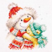 Kit broderie point de croix - Alisa - Bonhomme de neige et Teddy Bear