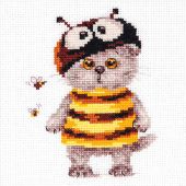 Kit broderie point de croix - Alisa - Bébé chat-abeille