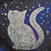 Kit de broderie avec perles - Abris Art - Chat des étoiles