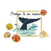 Kit broderie point de croix - Aux 4 points du monde - Protéger la vie marine