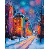 Kit de broderie Diamant sur châssis - Art City - Ville hivernale