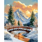 Kit de broderie Diamant sur châssis - Art City - Ruisseau dans la forêt en hiver