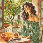 Kit broderie point de croix - Ava - Fenêtre sur le jardin