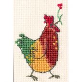 Kit broderie point de croix - RTO - Poule et fleur rouge