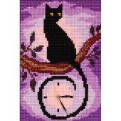 Kit de canevas horloge - Collection d'Art - Chat noir