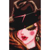 Kit de canevas horloge - Collection d'Art - Fille au chapeau noir