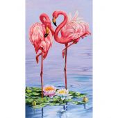 Kit de broderie Diamant - Collection d'Art - Rendez-vous de flamants roses