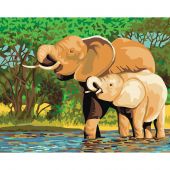 Canevas Pénélope  - Collection d'Art - Baignade des éléphants