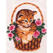 Canevas Pénélope  - Collection d'Art - Chat dans un panier