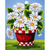 Canevas Pénélope  - Collection d'Art - Marguerites dans un pot