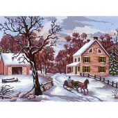 Kit de canevas pour enfant - Collection d'Art - Paysage d'hiver