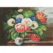 Canevas Pénélope  - Collection d'Art - Panier de fleurs