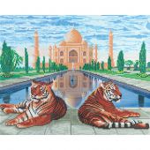 Kit de broderie Diamant sur châssis - Crystal Art D.I.Y - Tigres du Taj Mahal