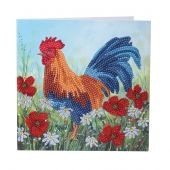 Carte broderie Diamant - Crystal Art D.I.Y - Le coq dans le champ