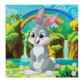 Carte broderie Diamant - Crystal Art D.I.Y - Lapin au pays des merveilles