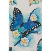 Carte broderie Diamant - Crystal Art D.I.Y - Papillon bleu