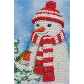 Carte broderie Diamant - Crystal Art D.I.Y - Bonhomme de neige