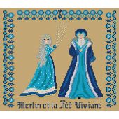 Kit broderie point de croix - Catherine Debusne - Merlin et la fée Viviane