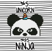 Kit de broderie Diamant - Diamond Art - Ninja panda-licorne