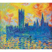 Kit de broderie Diamant - Diamond Dotz - Le parlement de Londres en hiver d'après Monet