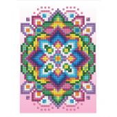 Carte broderie Diamant - Diamond Dotz - Mandala fond rose
