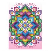 Carte broderie Diamant - Diamond Dotz - Mandala fond rose