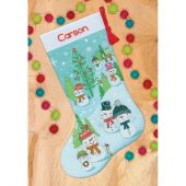 Kit de chaussette de Noël à broder - Dimensions - Famille de bonhommes de neige