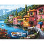 Kit broderie point de croix - Dimensions - Village sur le lac