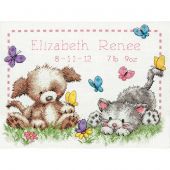 Kit broderie point de croix - Dimensions - Registre de naissance amis des animaux