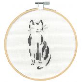 Kit broderie point de croix avec tambour - DMC - Chat pensif