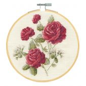 Kit broderie point de croix avec tambour - DMC - Roses