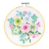 Kit broderie point de croix avec tambour - DMC - Bouquet d'hiver