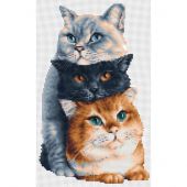 Kit broderie point de croix - Dutch Stitch Brothers - Trois chats - Aïda blanche