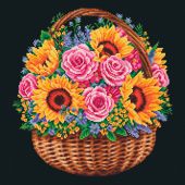 Kit point de croix - Dutch Stitch Brothers - Panier de fleurs - Aïda noire
