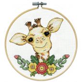 Kit broderie point de croix avec tambour - Design works - Girafe