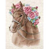 Kit broderie point de croix - Hobby Jobby - Cheval parmi les fleurs