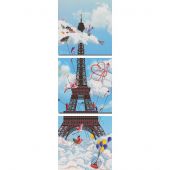 Kit broderie point de croix avec perles - Nova Sloboda - Tour Eiffel triptyque