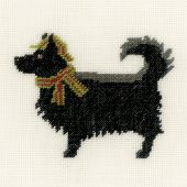 Kit broderie point de croix - Lanarte - Chien au chapeau