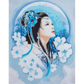 Kit de peinture par numéro - Lanarte - Femme asiatique en bleu