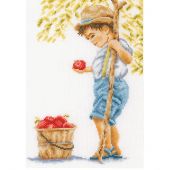 Kit broderie point de croix - Lanarte - Garçon aux pommes - Etamine