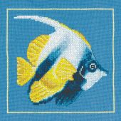 Kit broderie point de croix - Lanarte - Poisson d'angle jaune