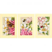 Kit de carte à broder  - Lanarte - Dahlia rose