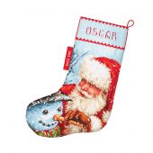 Kit de chaussette de Noël à broder - Letistitch - Père Noël et bonhomme de neige