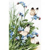 Kit broderie point de croix - Letistitch - Papillons et fleurs bleues