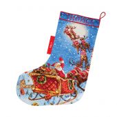 Kit de chaussette de Noël à broder - Letistitch - Les rennes sur le chemin